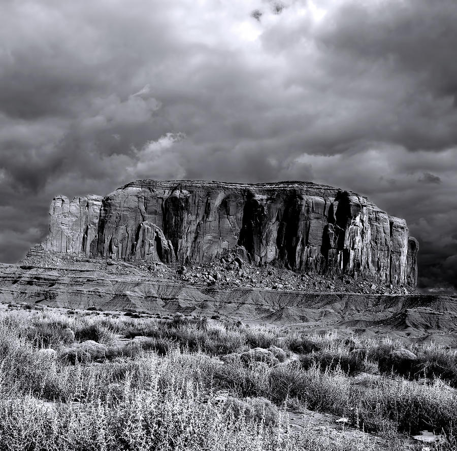 Black and White Monument Valley Cloudy Skies Photograph by Paul Moore ...