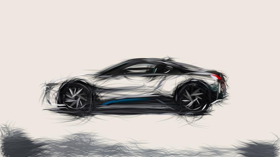 BMW i8 Drawing #18 Digital Art by CarsToon Concept