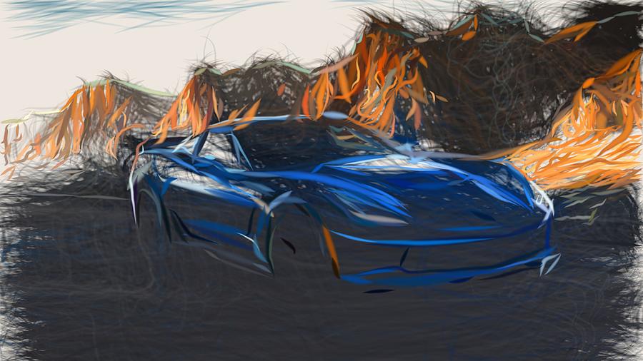 Chevrolet Corvette Z06 Drawing #18 Digital Art by CarsToon Concept