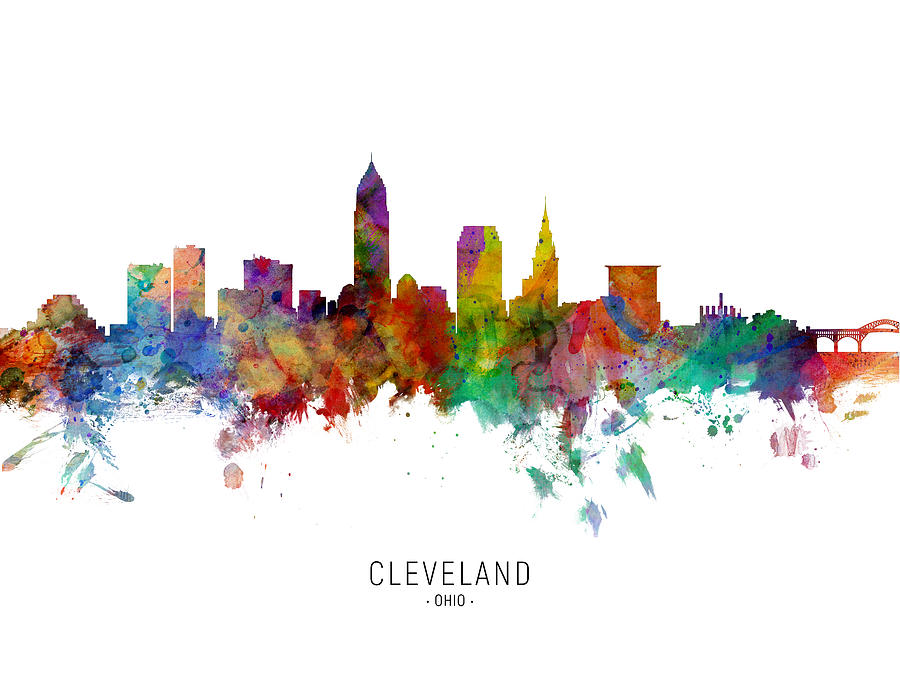 Cleveland Digital Art - Cleveland Ohio Skyline #17 by Michael Tompsett
