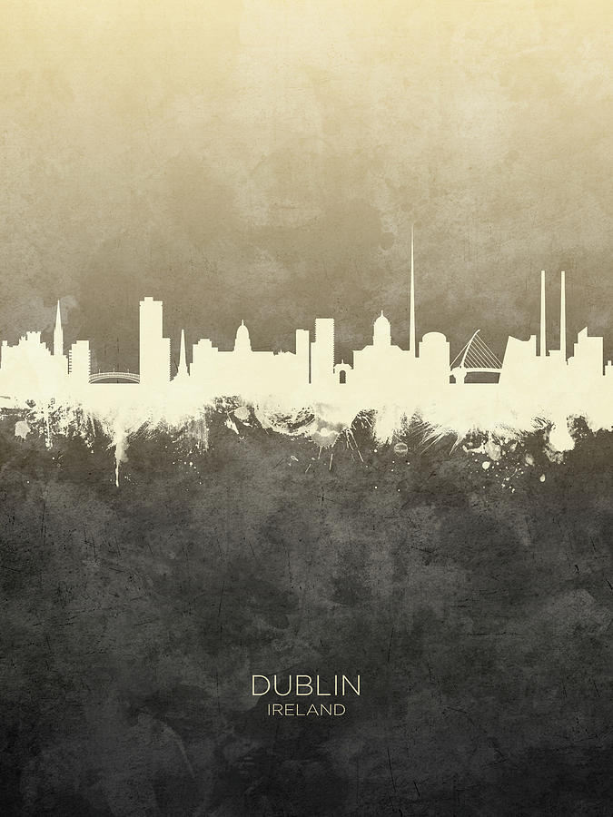 Skyline Digital Art - Dublin Ireland Skyline #17 by Michael Tompsett