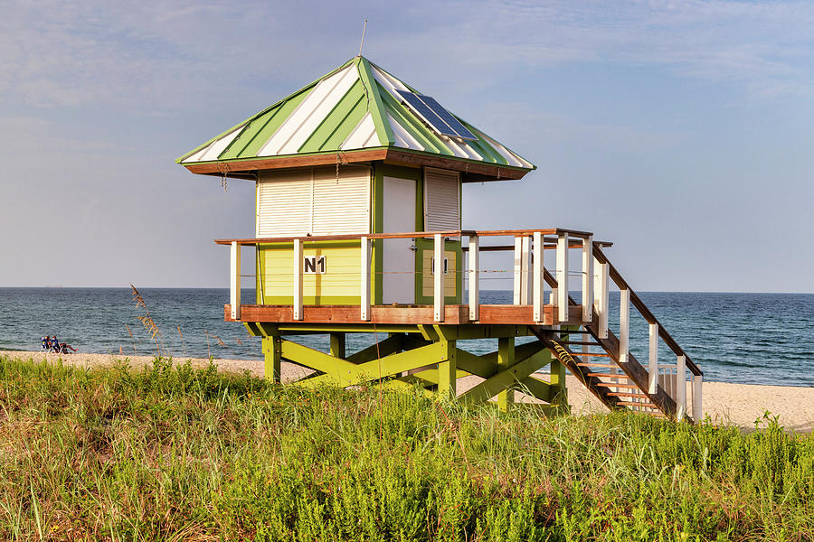 Florida, South Florida, Delray Beach, Lifeguard Station #17 Digital Art by Laura Diez