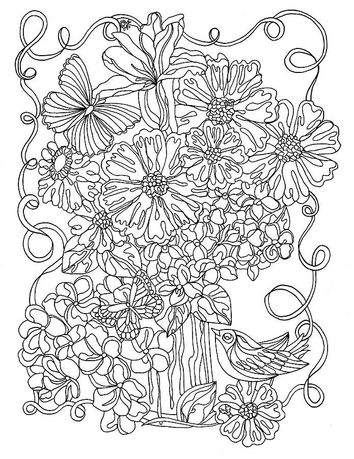 17 Flower Arrangement Drawing by Kathy G. Ahrens