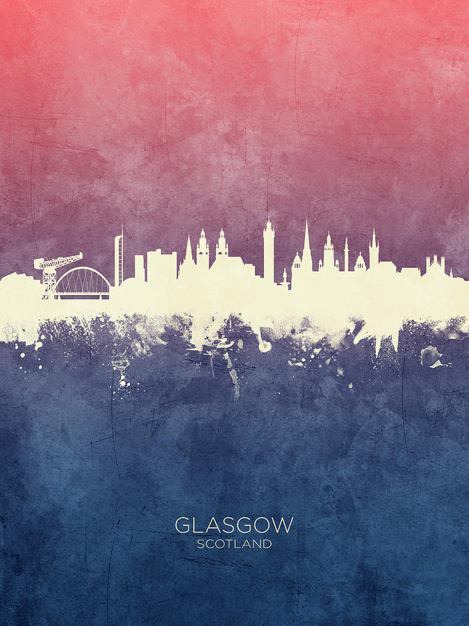 Skyline Digital Art - Glasgow Scotland Skyline #17 by Michael Tompsett