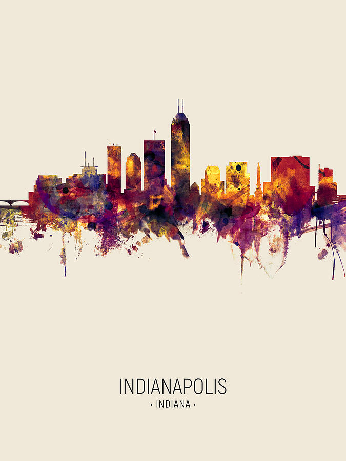 Indianapolis Indiana Skyline #17 Digital Art by Michael Tompsett