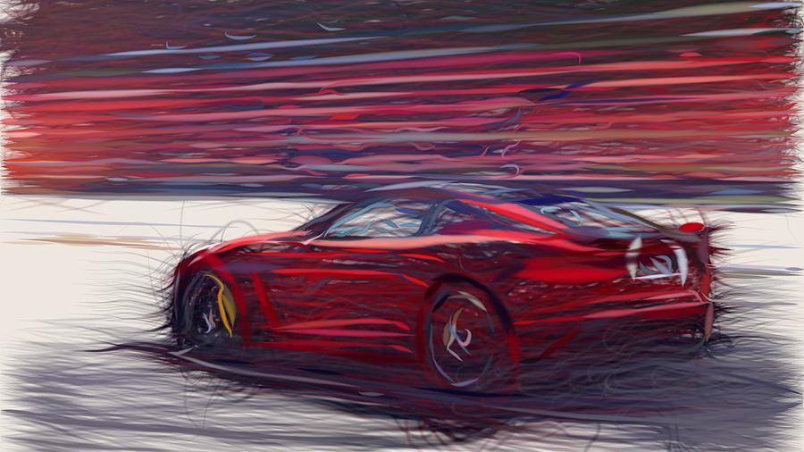 Jaguar F Type Drawing #18 Digital Art by CarsToon Concept