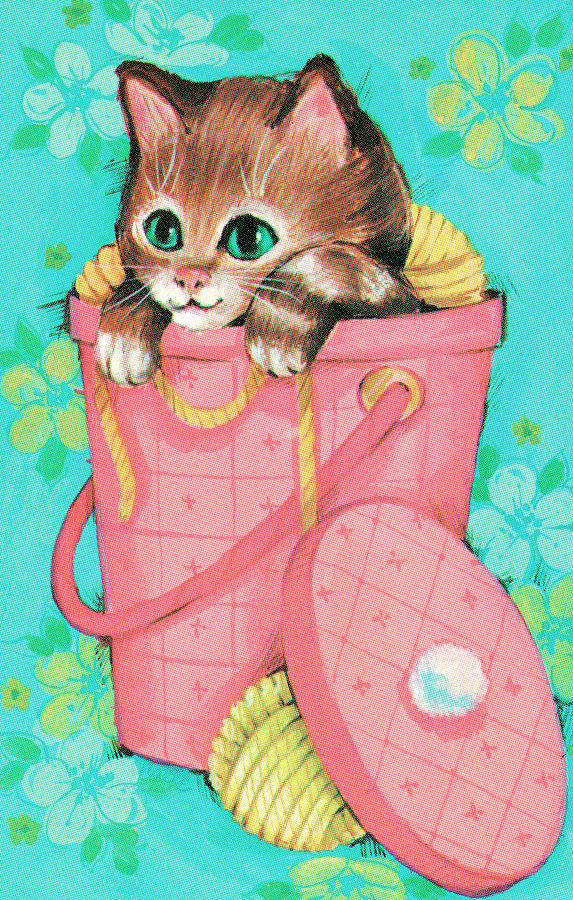 Vintage Drawing - Kitten #17 by CSA Images