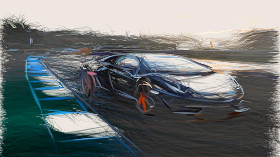 Lamborghini Aventador SVJ Drawing #18 Digital Art by CarsToon Concept