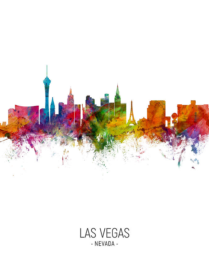 Las Vegas Digital Art - Las Vegas Nevada Skyline #17 by Michael Tompsett