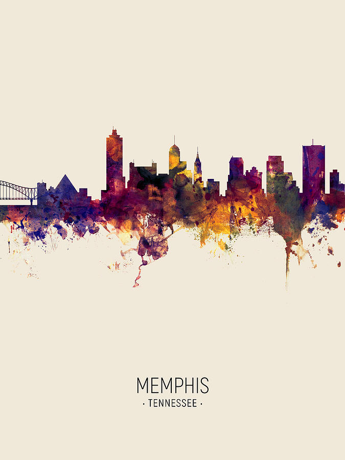 Memphis Digital Art - Memphis Tennessee Skyline #17 by Michael Tompsett