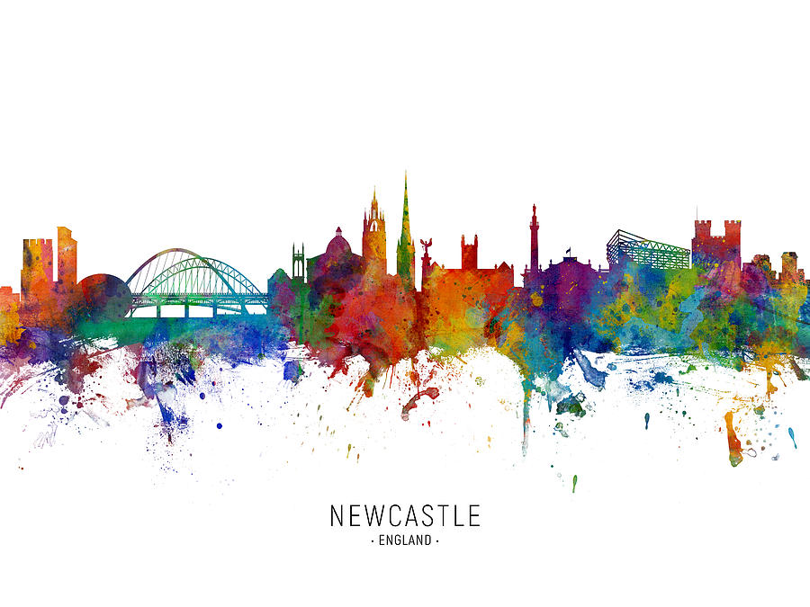 Skyline Digital Art - Newcastle England Skyline #17 by Michael Tompsett