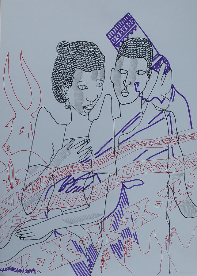 Kintu and Nambi #173 Painting by Gloria Ssali