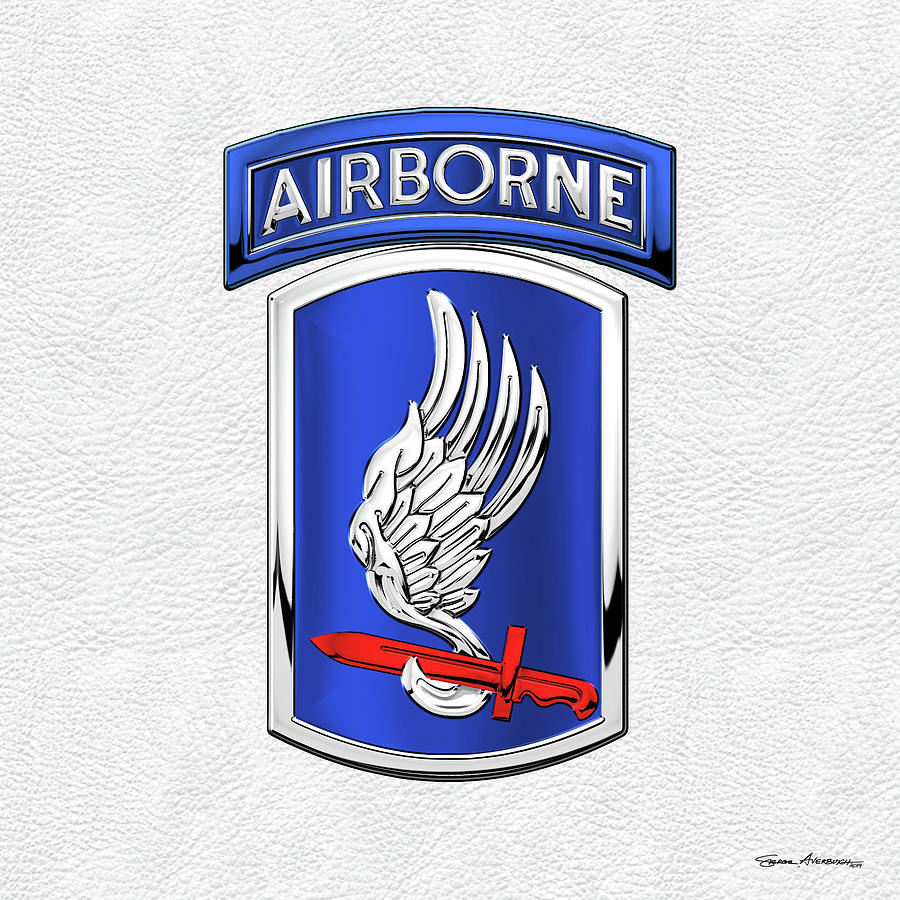 173rd Airborne Brigade Combat Team - 173rd  A B C T  Insignia over White Leather Digital Art by Serge Averbukh