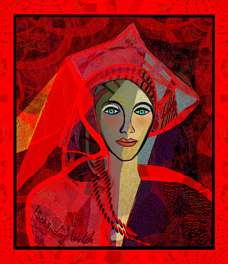 1791  Lady in Red 2017 V Digital Art by Irmgard Schoendorf Welch