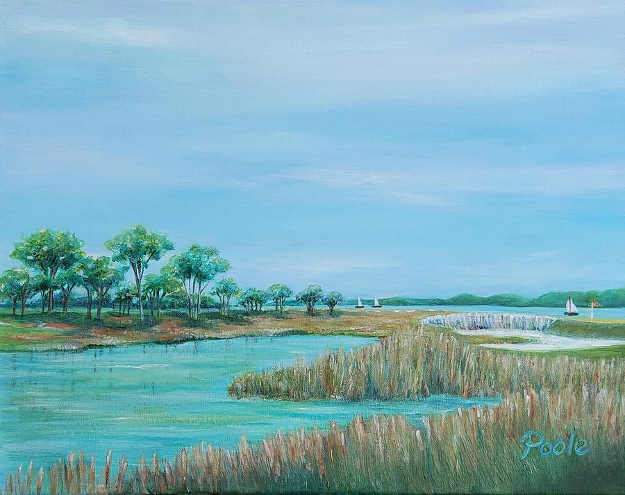 17th at Harbourtown in Hilton Head Painting by Pamela Poole