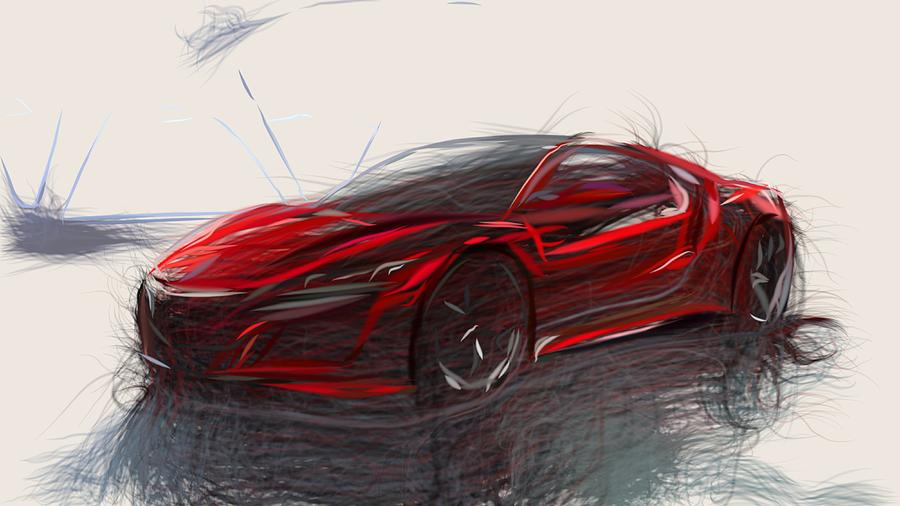 Acura NSX Draw #18 Digital Art by CarsToon Concept
