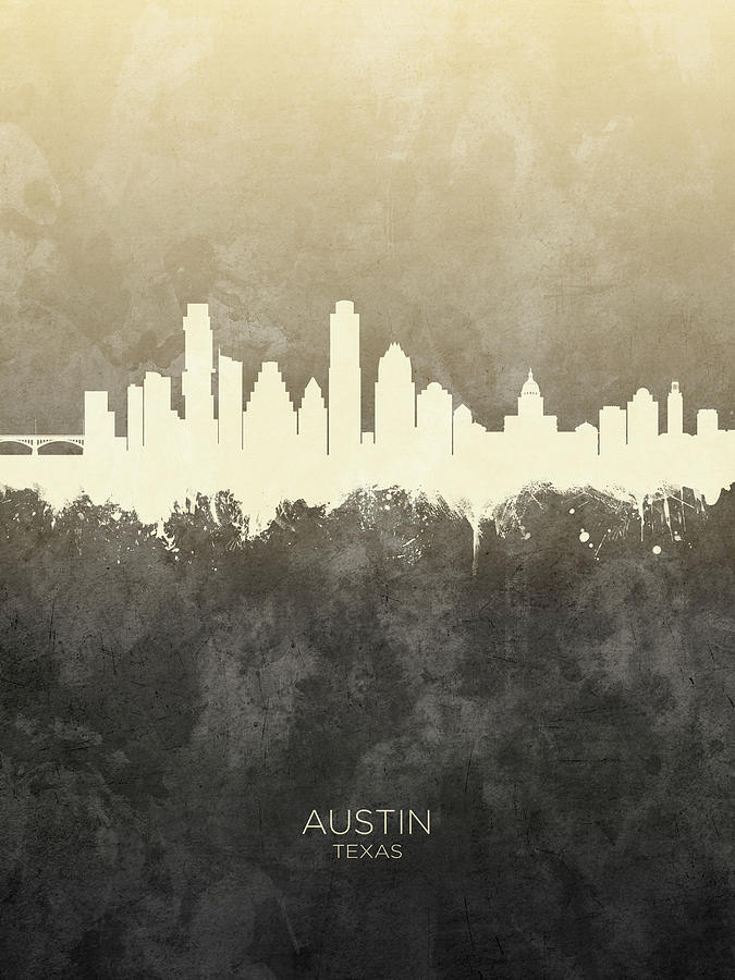 Austin Digital Art - Austin Texas Skyline #18 by Michael Tompsett