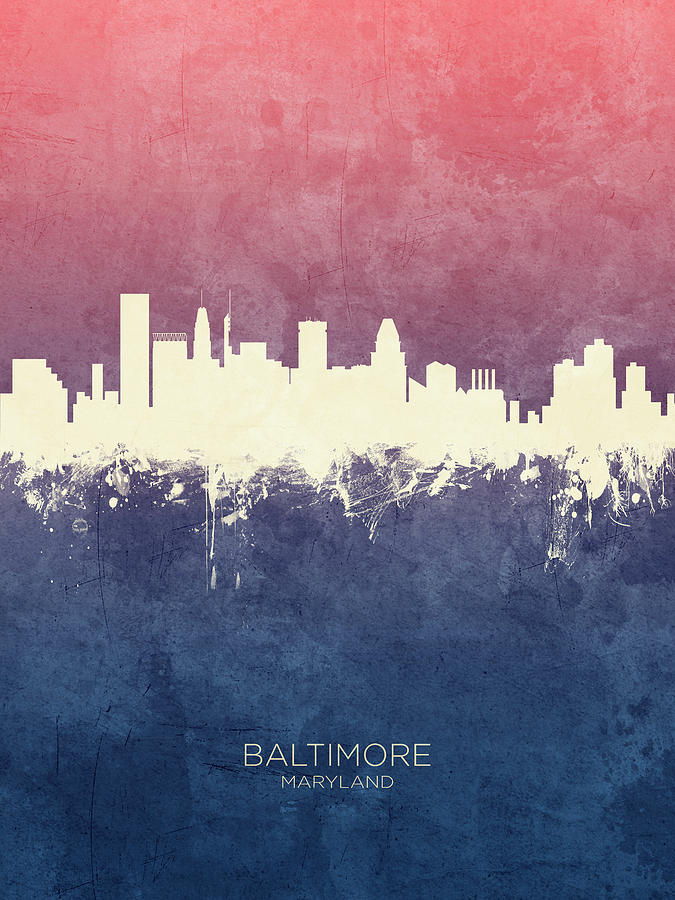 Baltimore Digital Art - Baltimore Maryland Skyline #18 by Michael Tompsett
