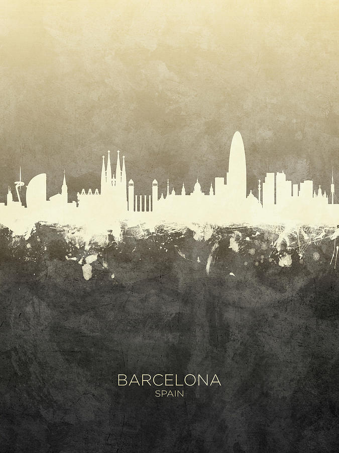 Barcelona Spain Skyline #18 Digital Art by Michael Tompsett