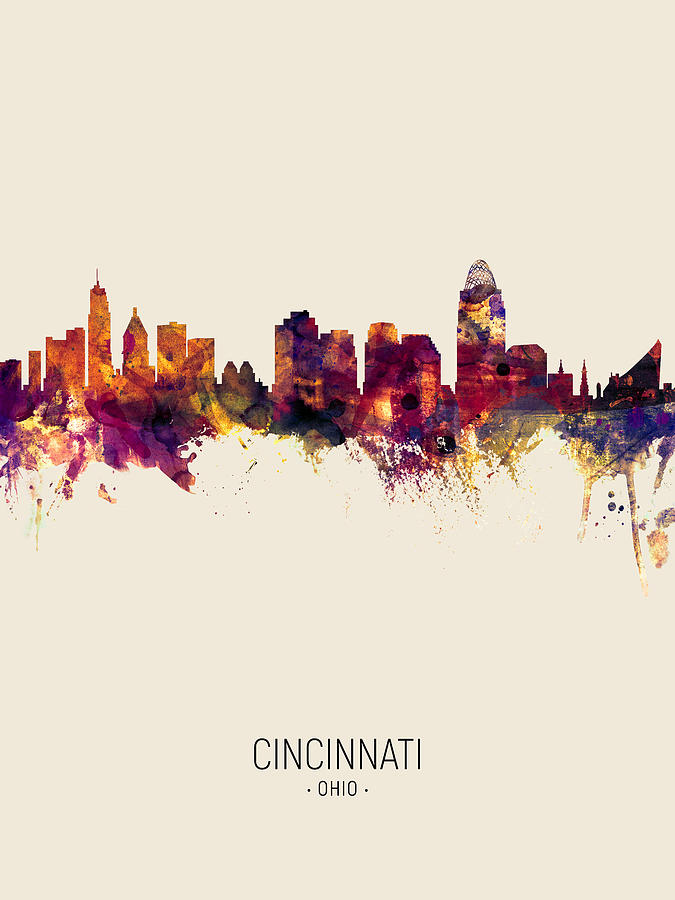 Cincinnati Ohio Skyline #18 Digital Art by Michael Tompsett