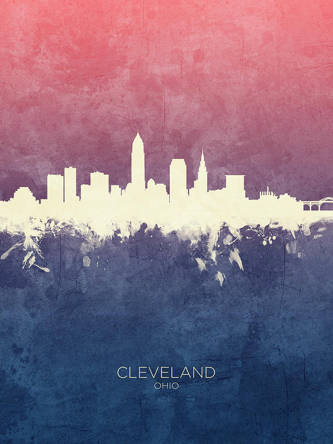 Cleveland Digital Art - Cleveland Ohio Skyline #18 by Michael Tompsett