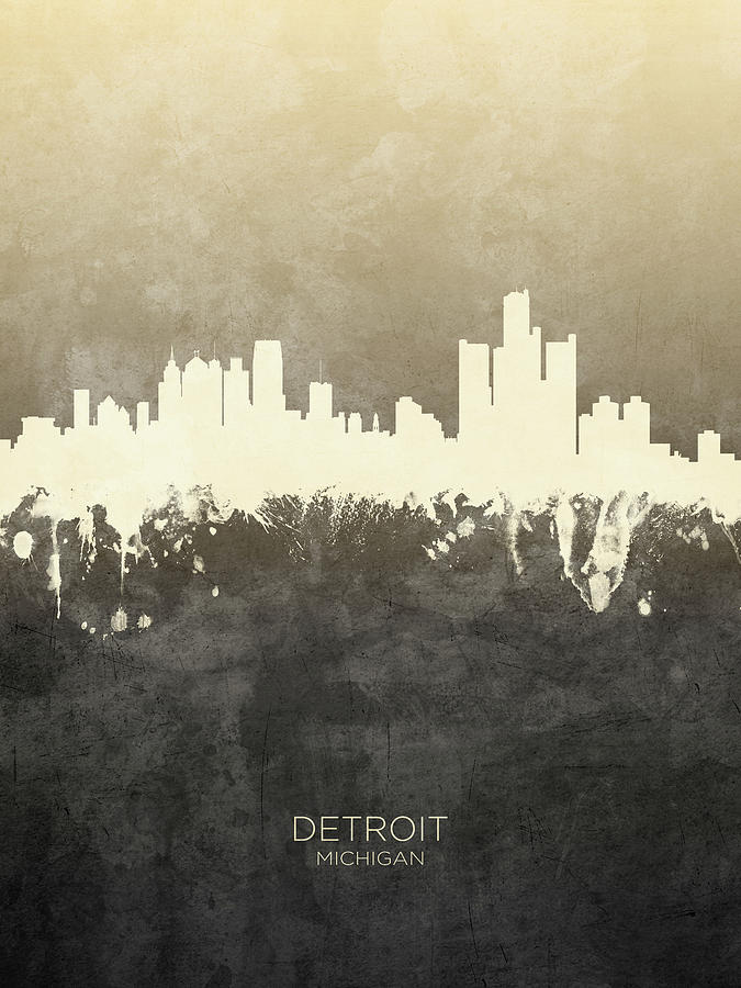 Detroit Digital Art - Detroit Michigan Skyline #18 by Michael Tompsett