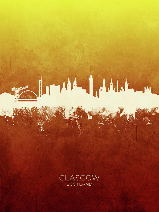 Skyline Digital Art - Glasgow Scotland Skyline #18 by Michael Tompsett