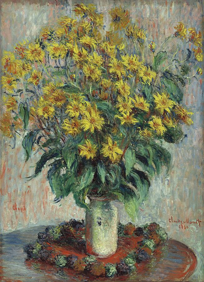 Jerusalem Artichoke Flowers Painting by Claude Monet