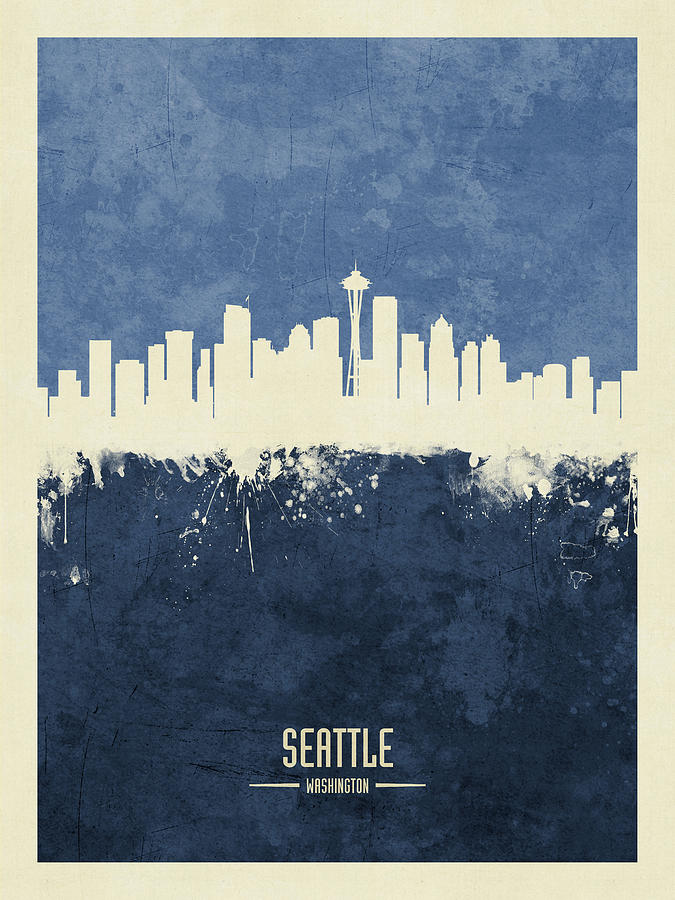 Seattle Washington Skyline #18 Digital Art by Michael Tompsett