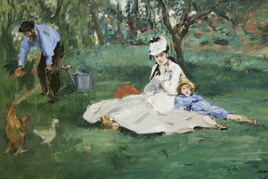 The Monet Family in Their Garden at Argenteuil, #18 Painting by Edouard Manet