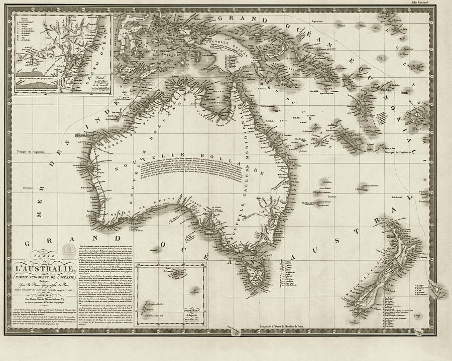 1826 Map of Australia AU Sepia Digital Art by Toby McGuire