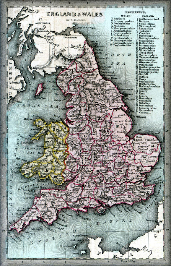 1835 Map Of England And Wales Painting By Historic Image