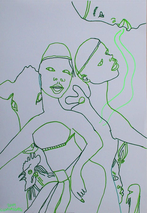 Kintu and Nambi #184 Painting by Gloria Ssali