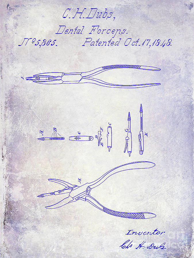 1848 Dental Forceps Patent  Photograph by Jon Neidert