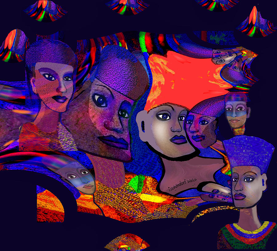 1854 Fractal Faces 2018 Digital Art by Irmgard Schoendorf Welch