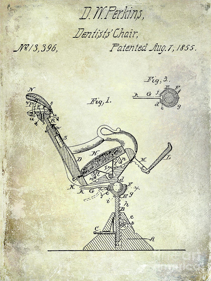 1855 Dentist Chair Patent Photograph by Jon Neidert