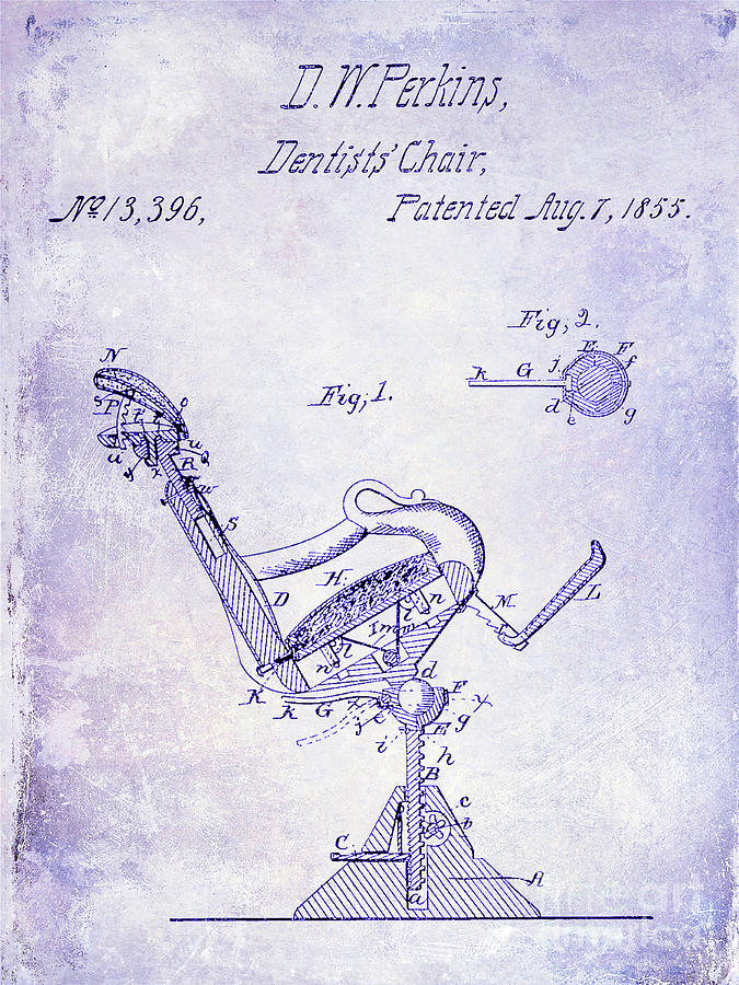 1855 Dentist Chair Patent Blueprint Photograph by Jon Neidert