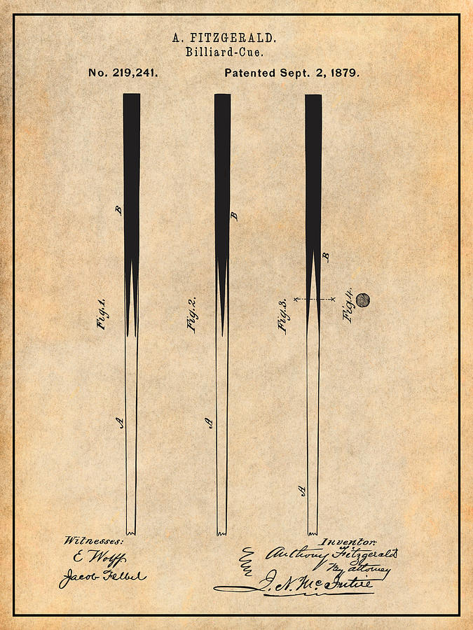 1879 Billiard Cue Antique Paper Patent Print Drawing by Greg Edwards