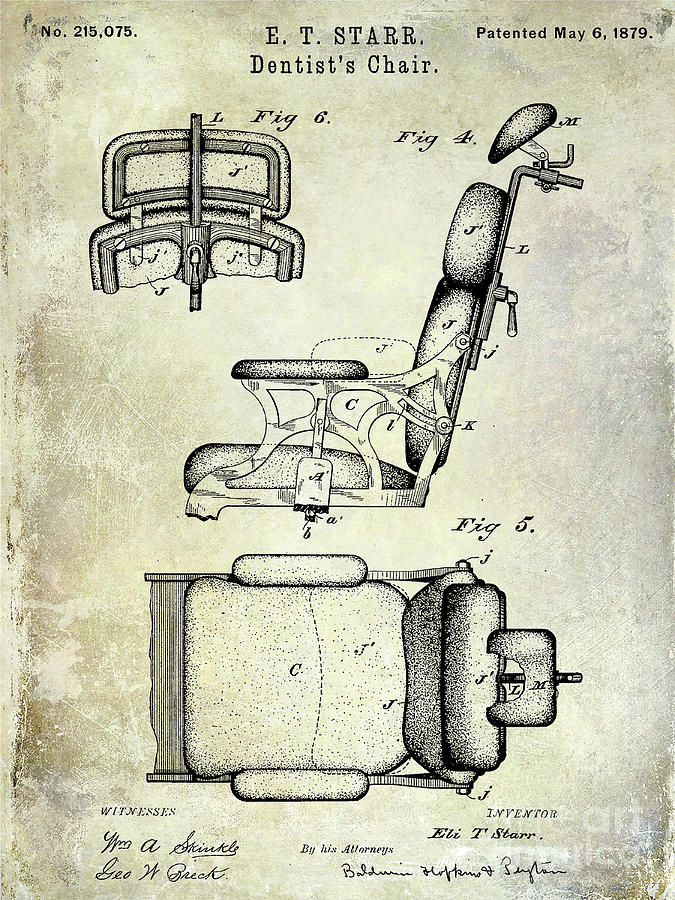 1879 Dentist Chair Patent Photograph by Jon Neidert