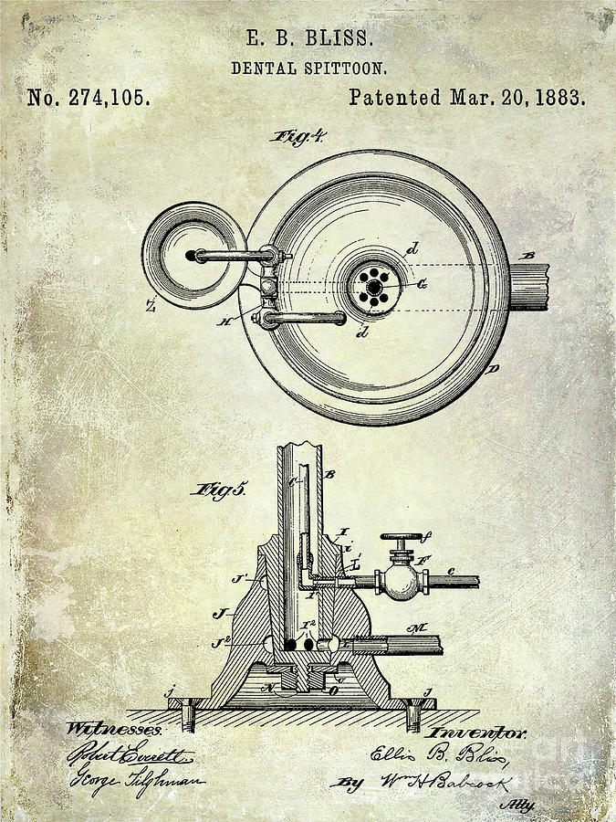 1883 Dental Spittoon Patent  Photograph by Jon Neidert
