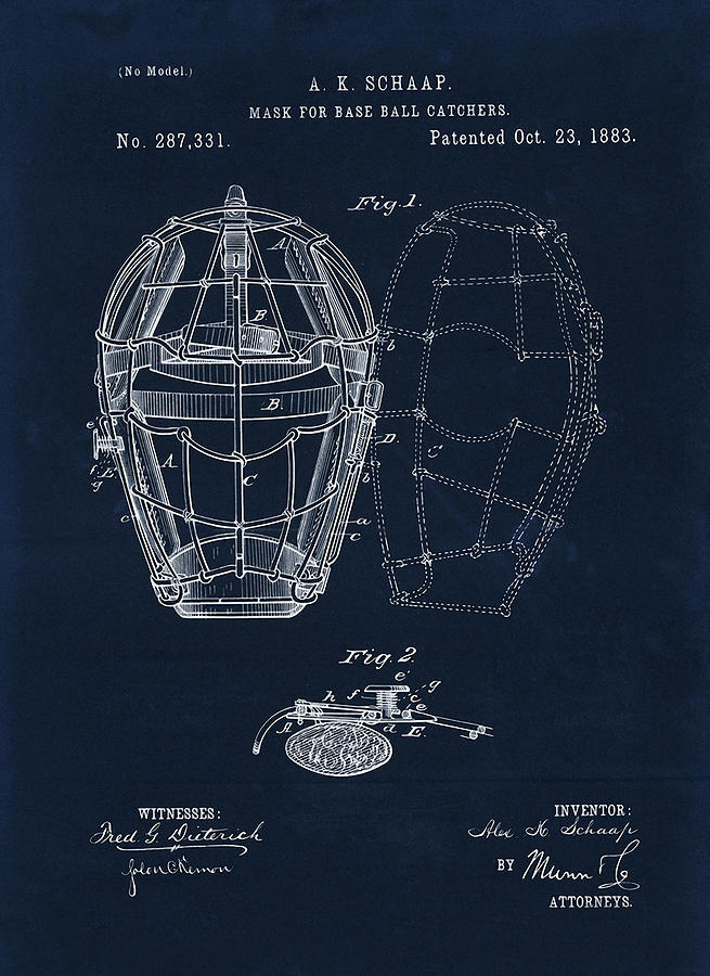 Baseball Digital Art - 1883 Mask For Baseball Catcher by Tina Lavoie