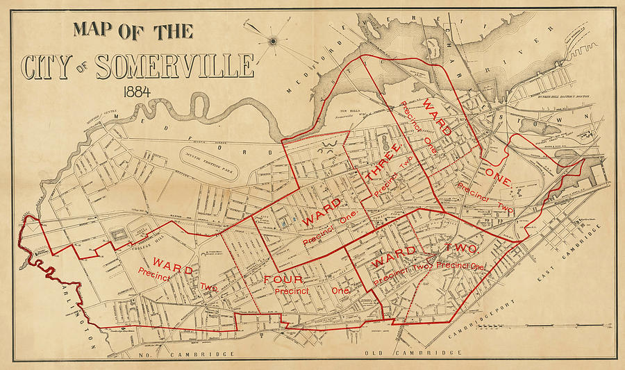 1884 City of Somerville MA Ward Map Digital Art by Toby McGuire