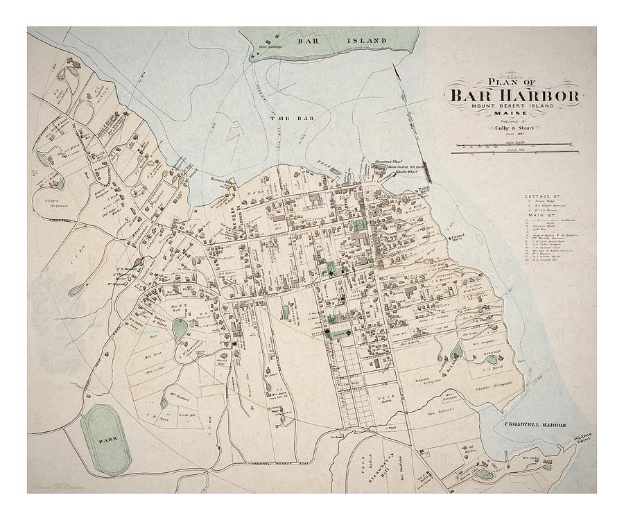 1887 Map of Bar Harbour Digital Art by Pennie McCracken