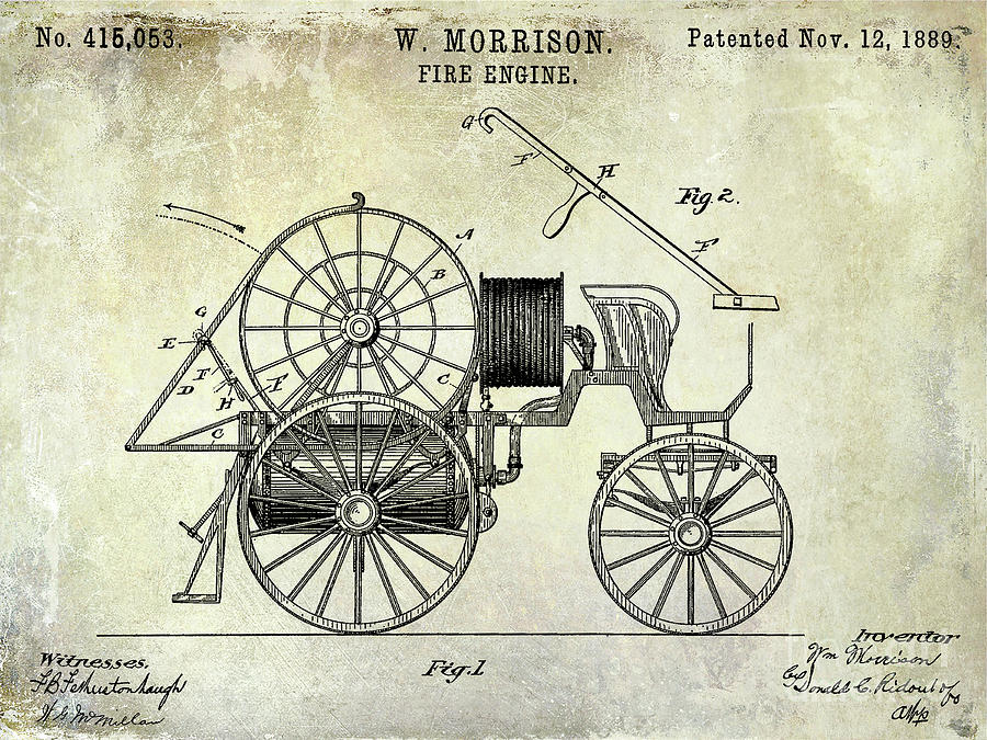 1889 Fire Engine Patent Photograph by Jon Neidert