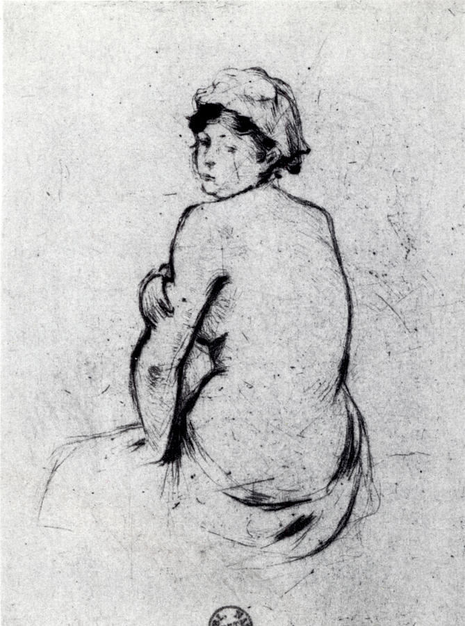 Nu De Dos Naked Of Back Dessin Pointe Seche Painting By Berthe Morisot