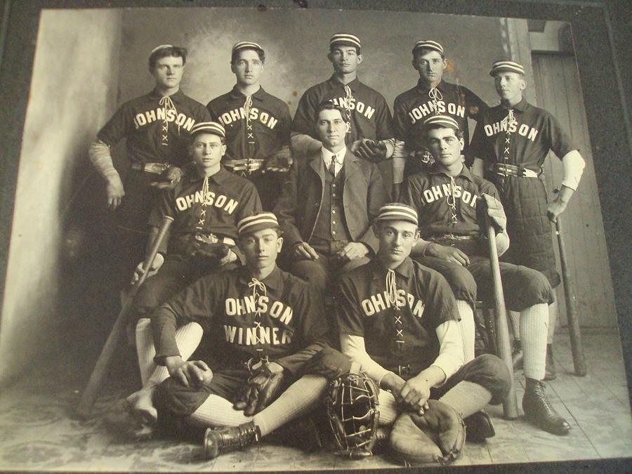 1890 S Cabinet Card Photo  Johnson  Baseball Team Gloves Painting