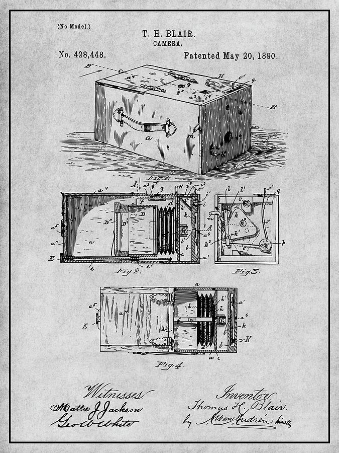 1890 Thomas Blair Camera Gray Patent Print  Drawing by Greg Edwards
