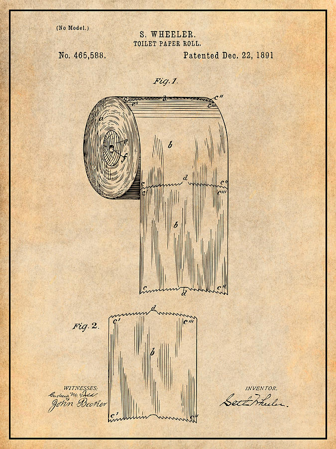 Toilet Paper Roll 1891 - Patent Art Print - Blueprint — Fresh