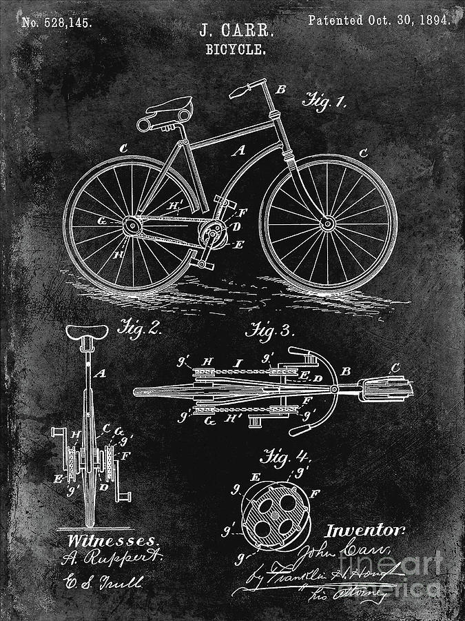 1894 Bicycle Patent Back Photograph by Jon Neidert