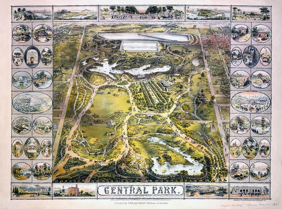 1894 Central Park Map - Hand Colored Photograph by Paul W Faust - Impressions of Light